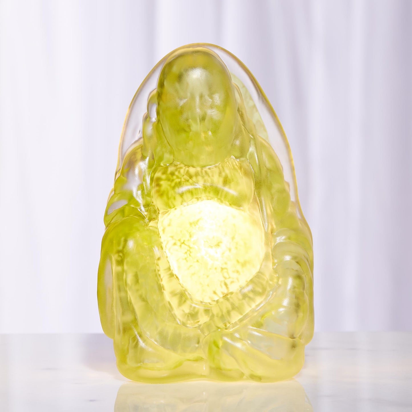 Olive Hand Blown Glass Buddha Light