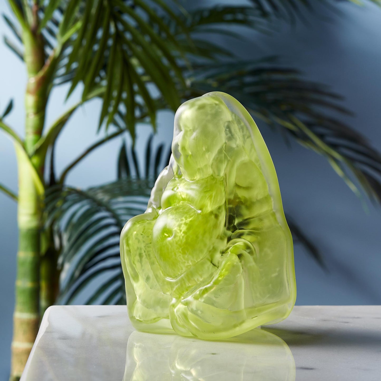 Olive Hand Blown Glass Buddha Light