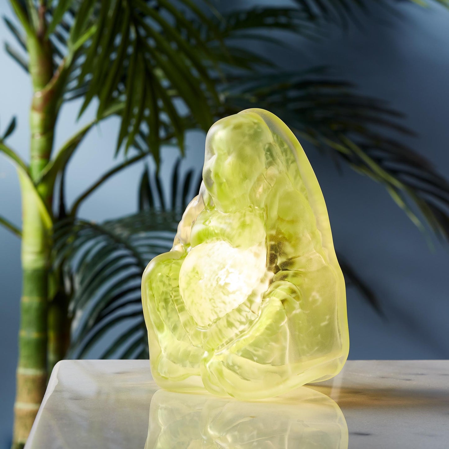 Olive Hand Blown Glass Buddha Light