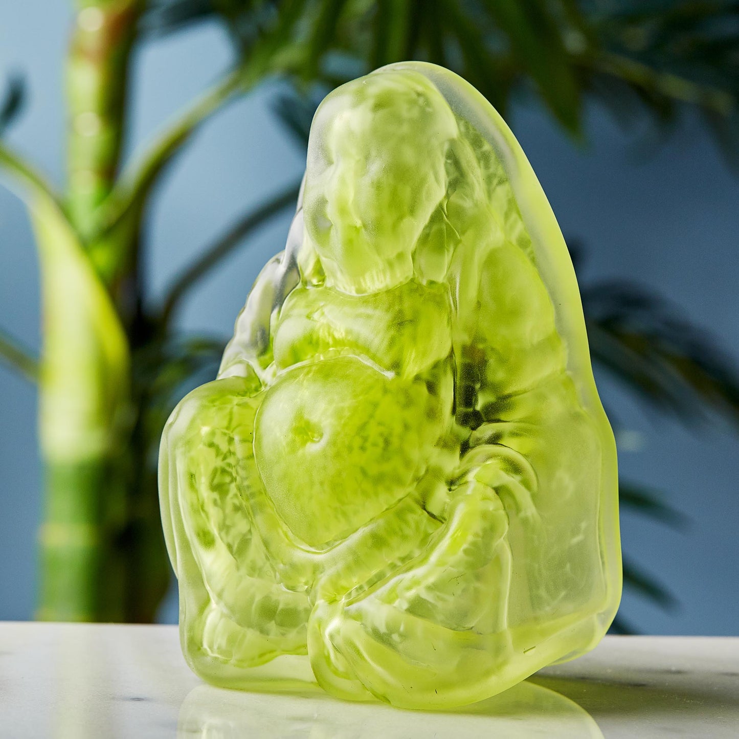 Olive Hand Blown Glass Buddha Light