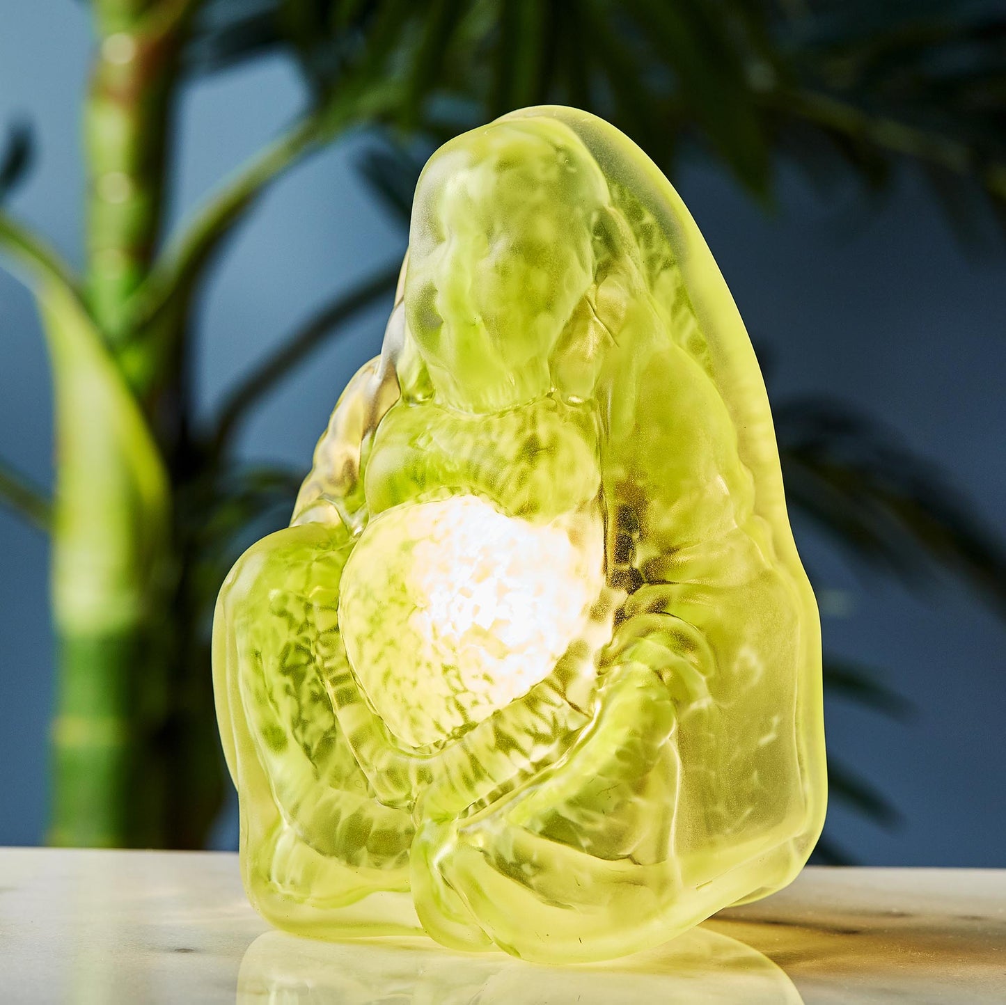 Olive Hand Blown Glass Buddha Light