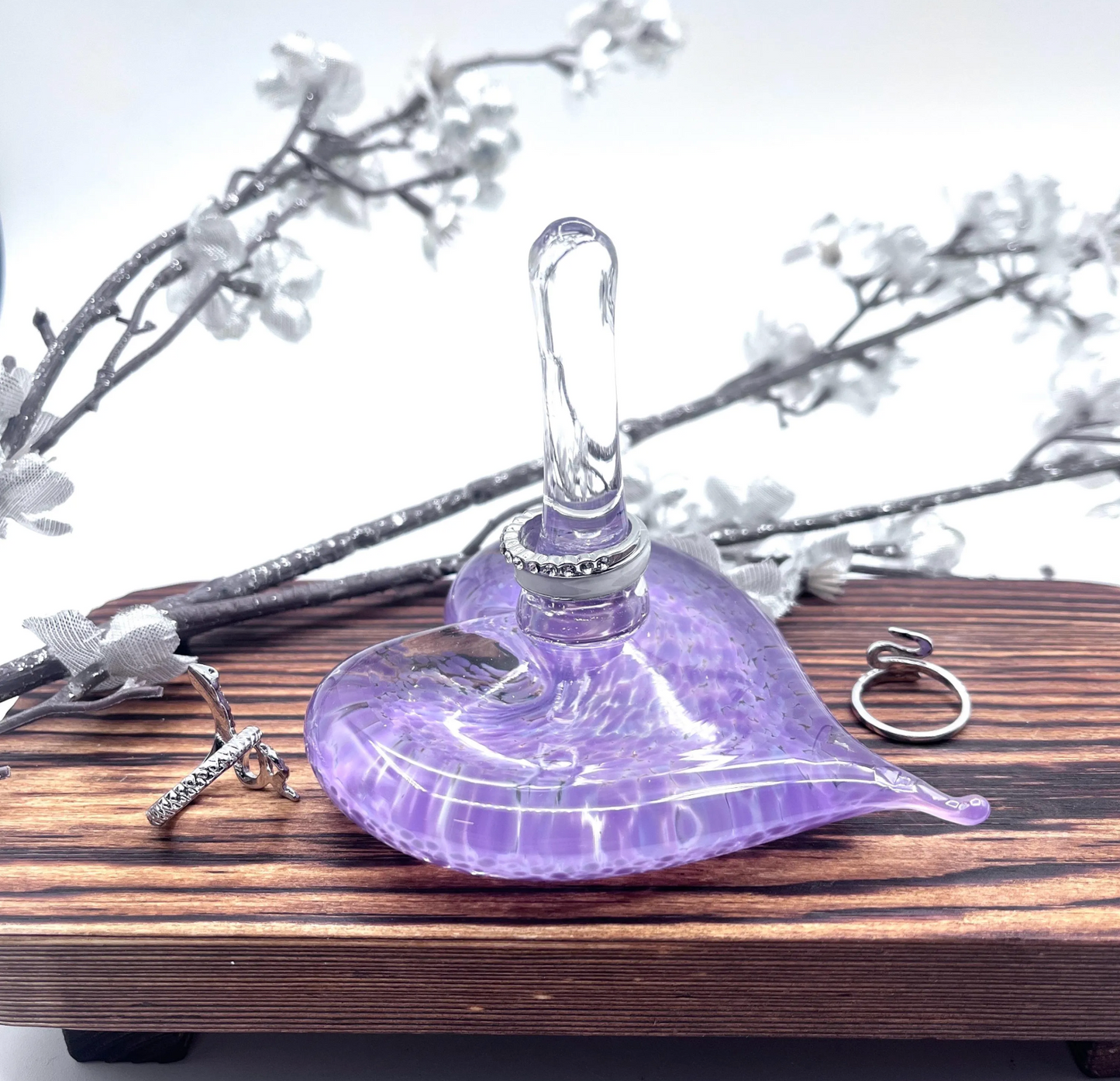 Glass Heart Ring Stand and Jewelry Holder