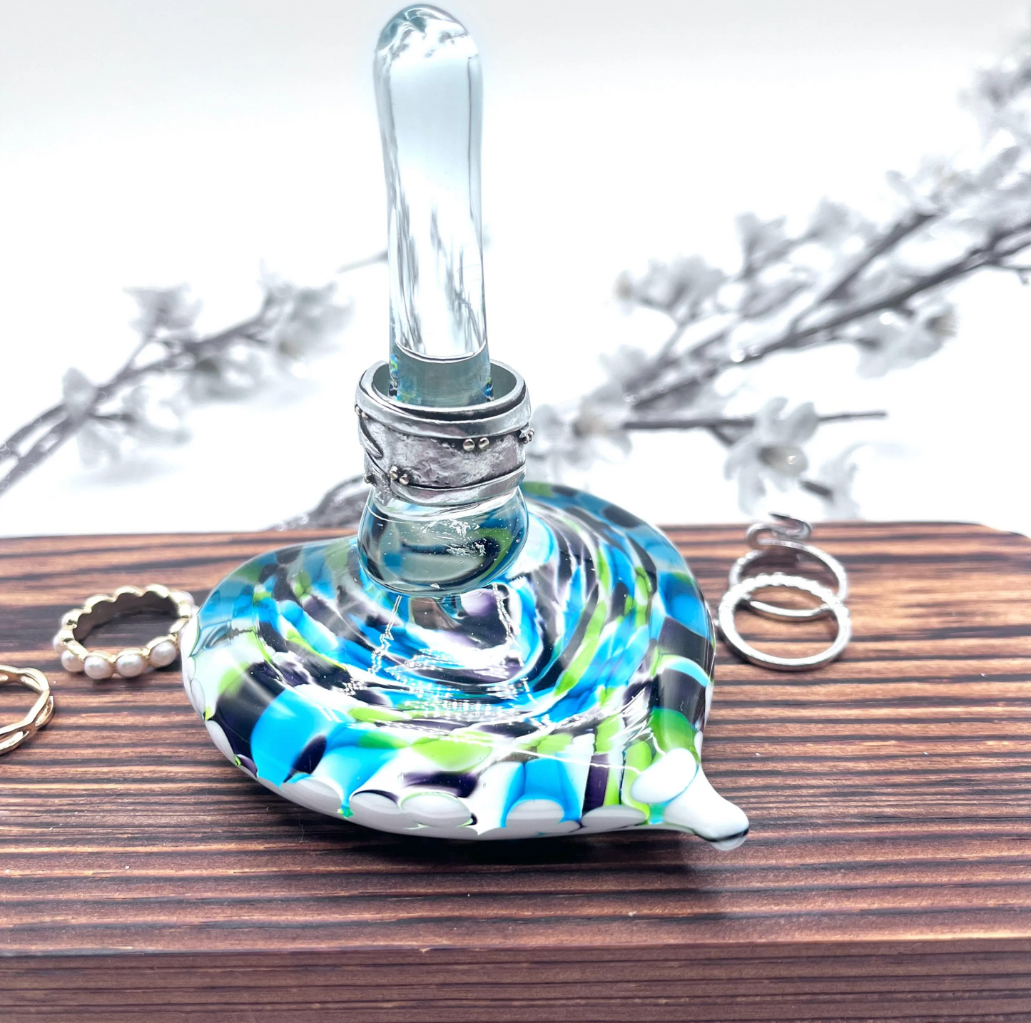 Glass Heart Ring Stand and Jewelry Holder