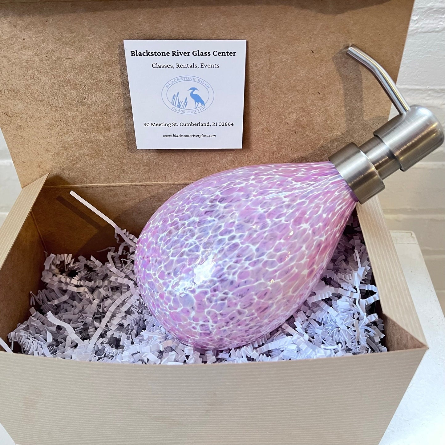 Pink Hand Blown Glass Soap Dispenser
