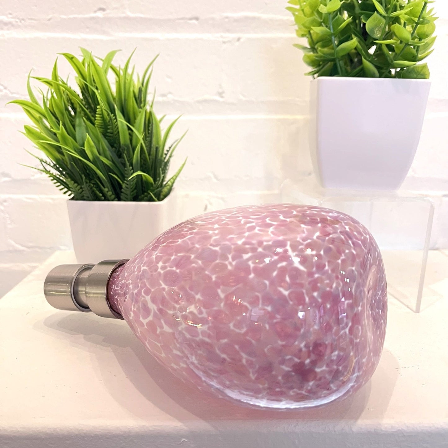 Pink Hand Blown Glass Soap Dispenser