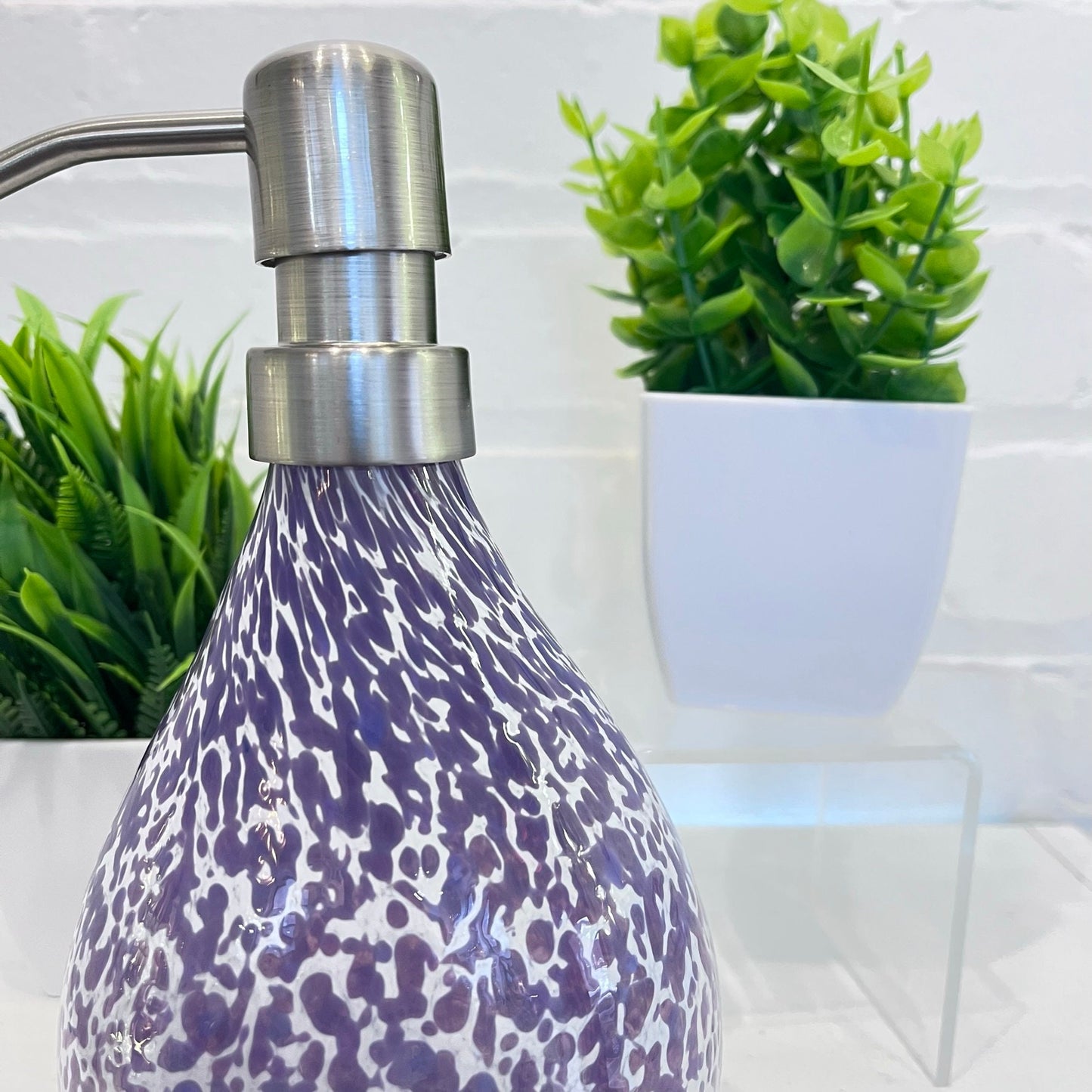 Hyacinth Speckled Hand Blown Glass Soap Dispenser