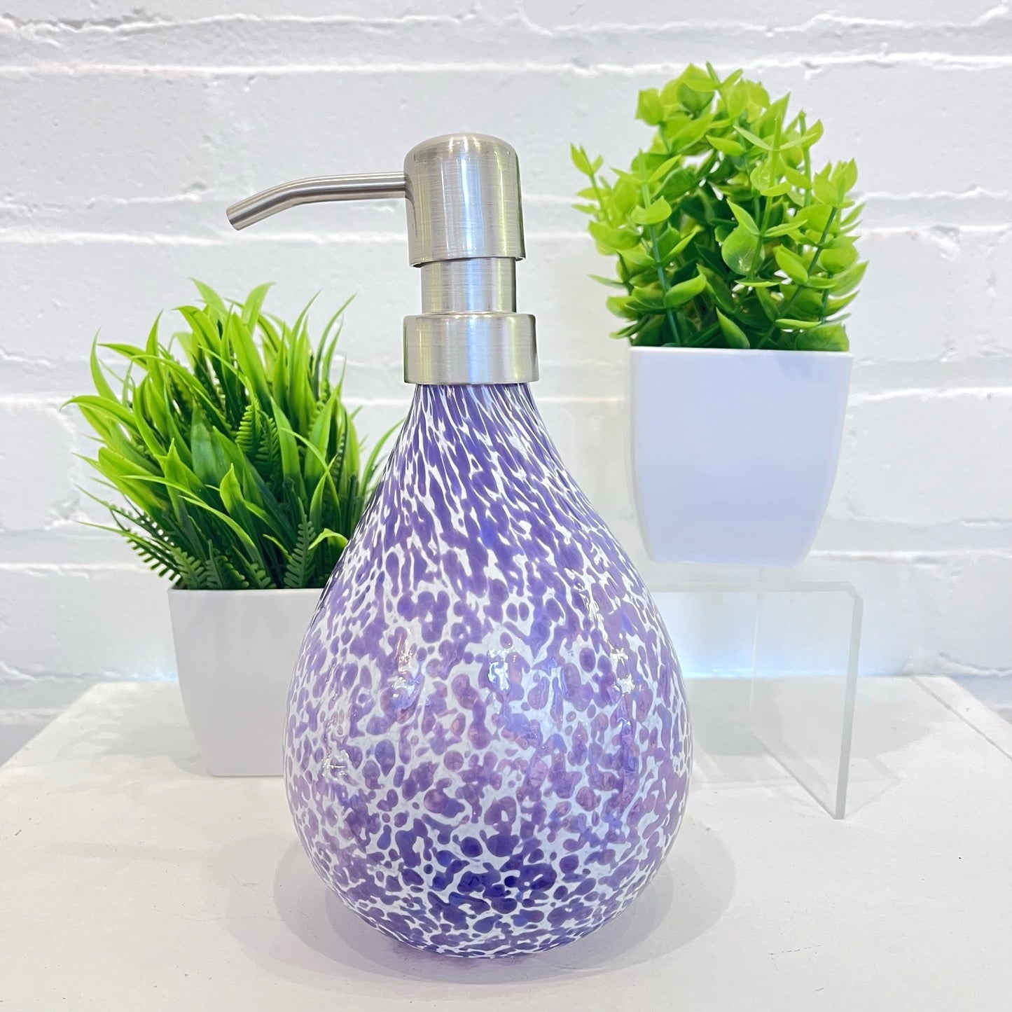 Hyacinth Speckled Hand Blown Glass Soap Dispenser