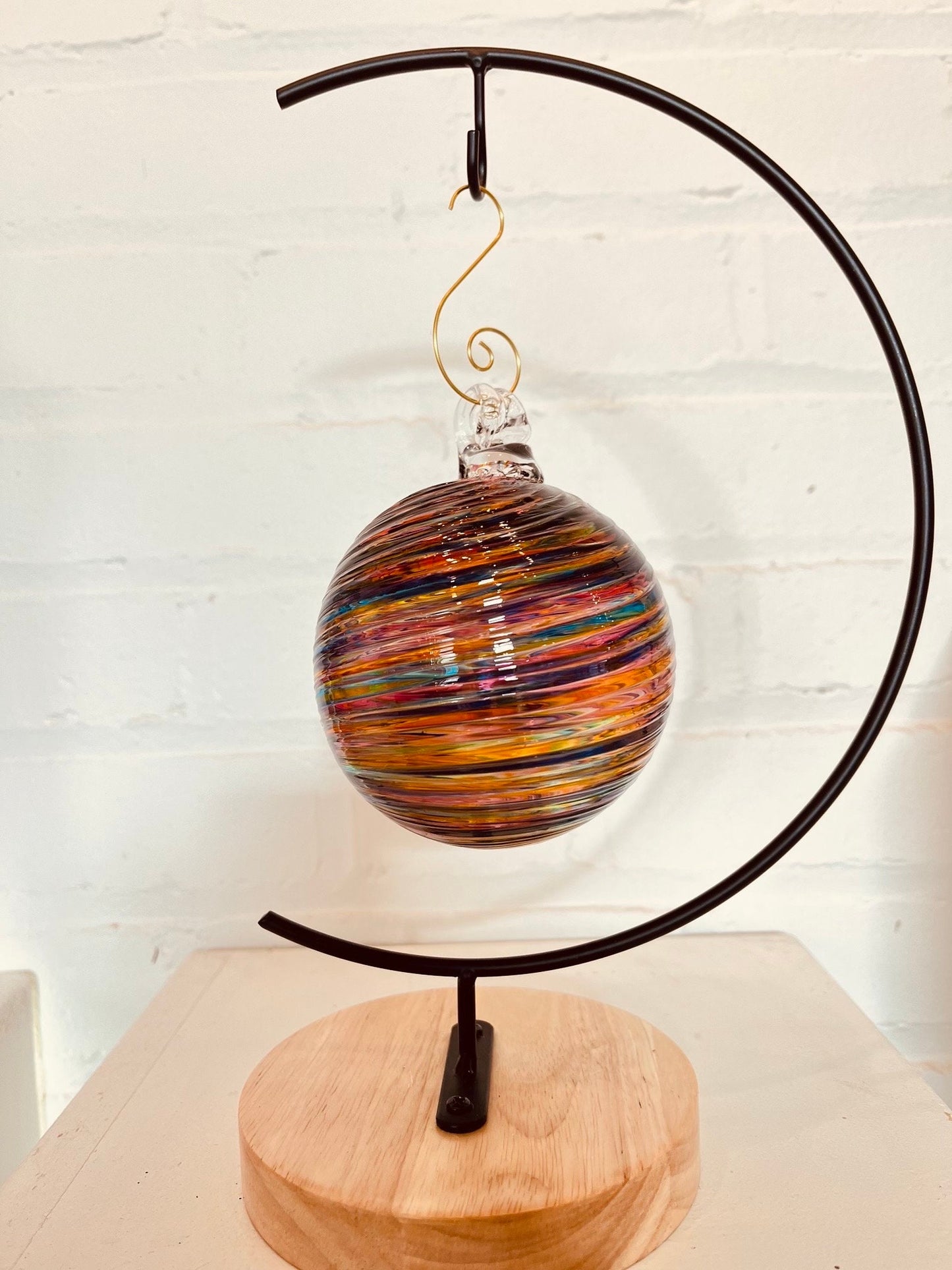 Sunset Spiral Twist Blown Glass Ornament