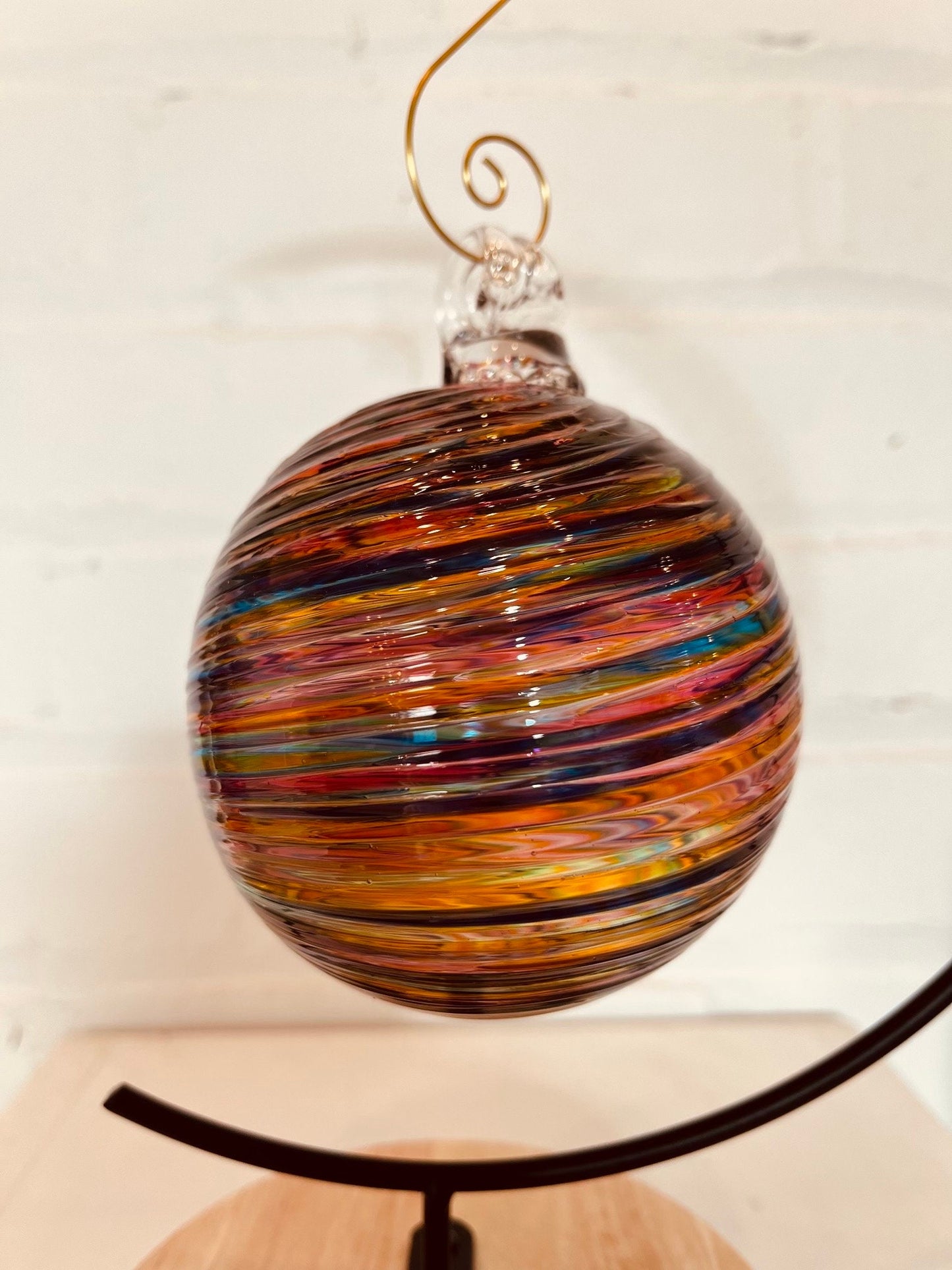 Sunset Spiral Twist Blown Glass Ornament