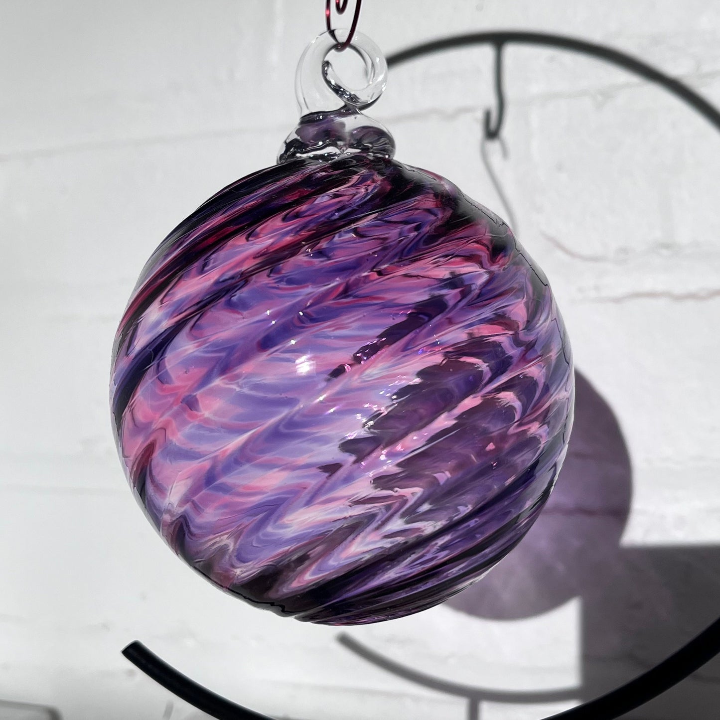 Purple Mix Spiral Twist Blown Glass Ornament
