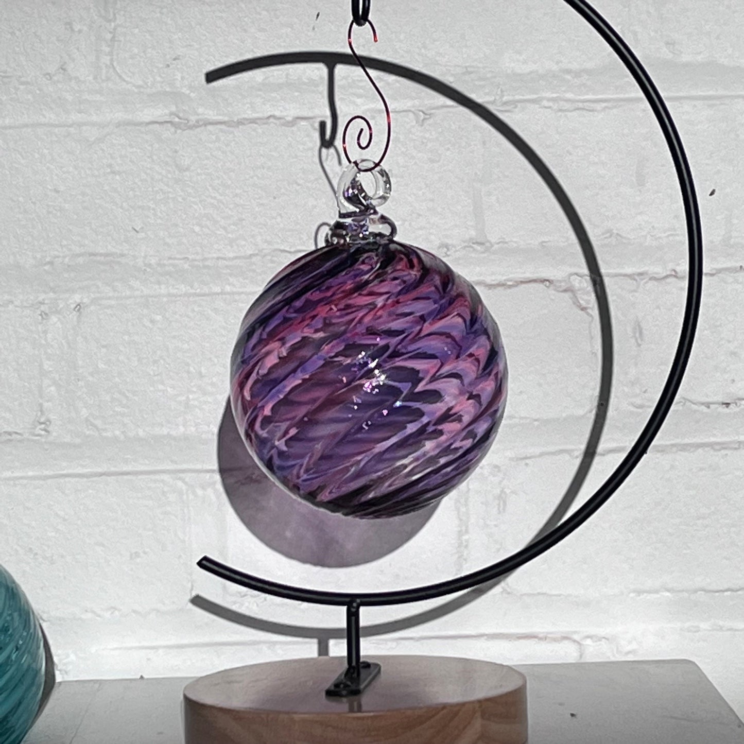 Purple Mix Spiral Twist Blown Glass Ornament