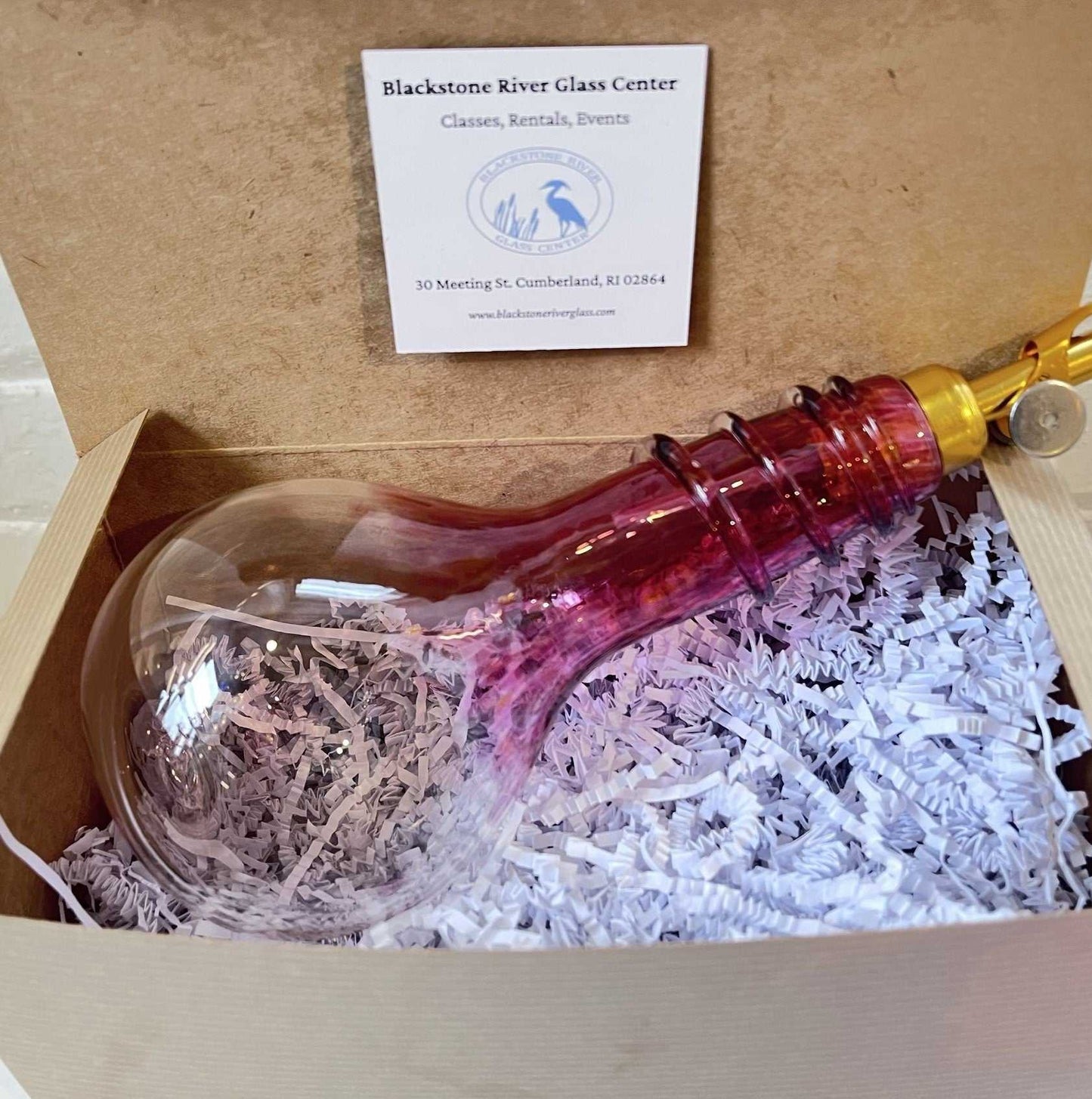 Ruby-colored Olive Oil & Vinegar Spiral Neck Drizzler Cruet Bottle with weighted pour spout in gift box