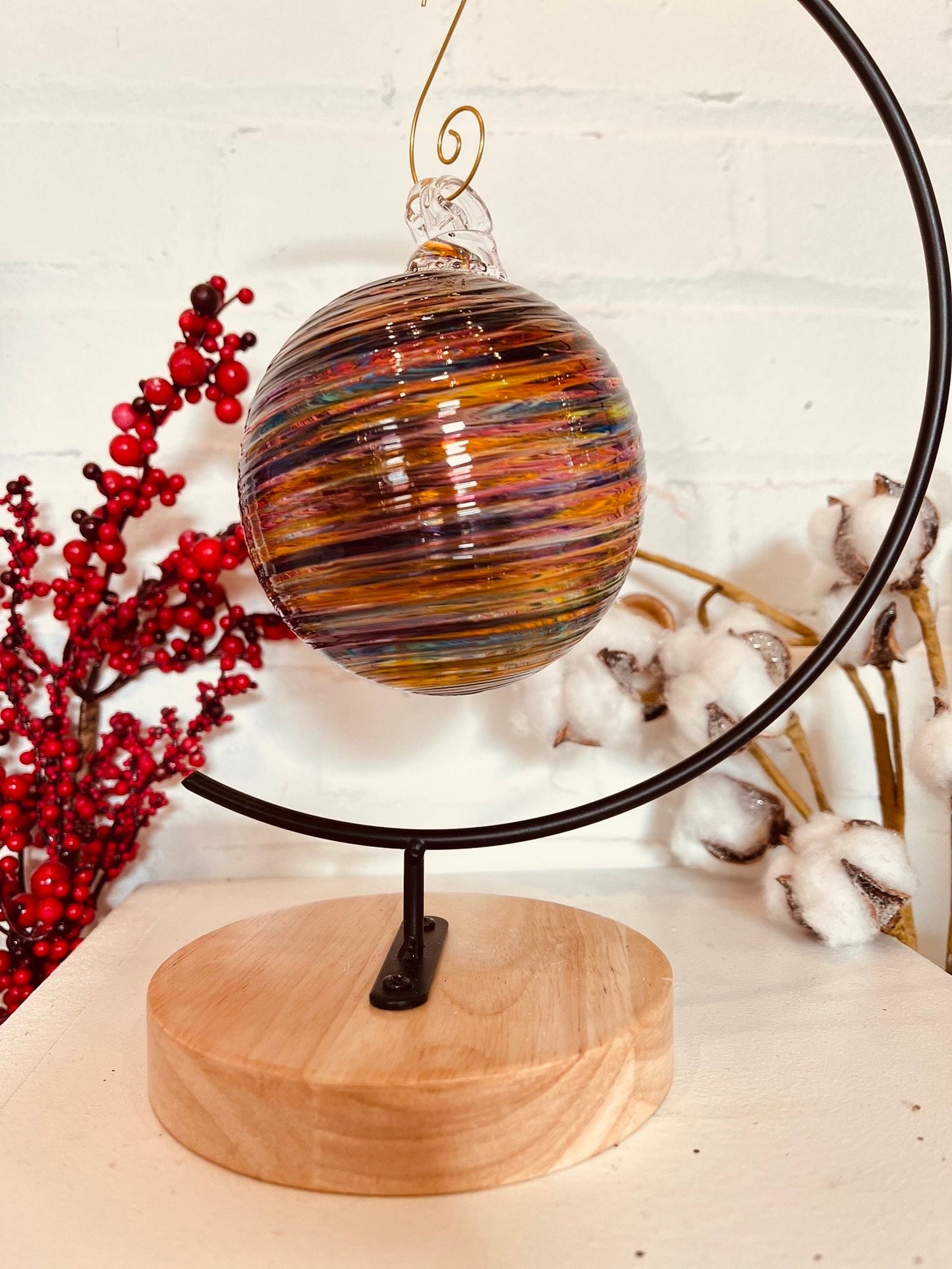 Sunset Spiral Twist Blown Glass Ornament