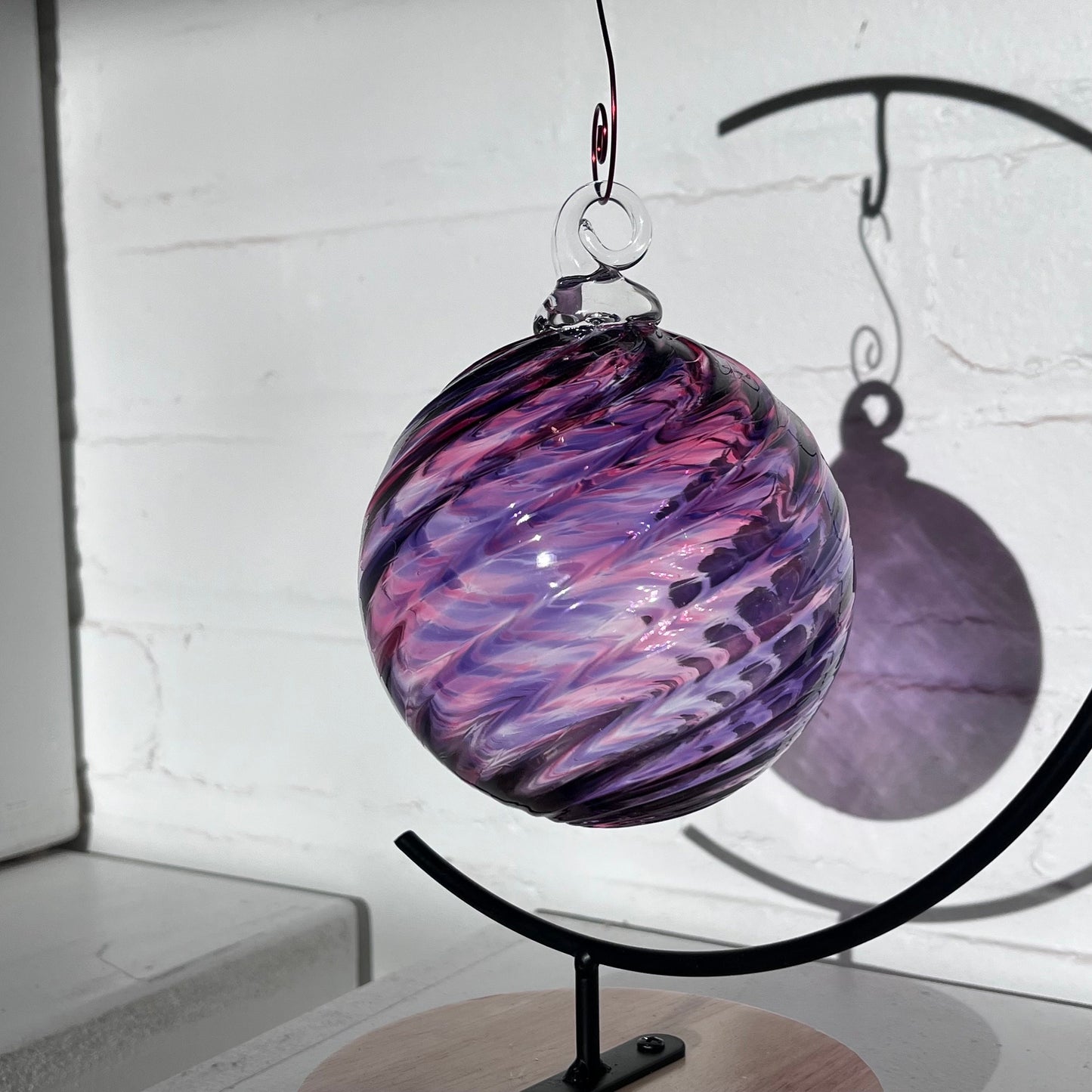 Purple Mix Spiral Twist Blown Glass Ornament