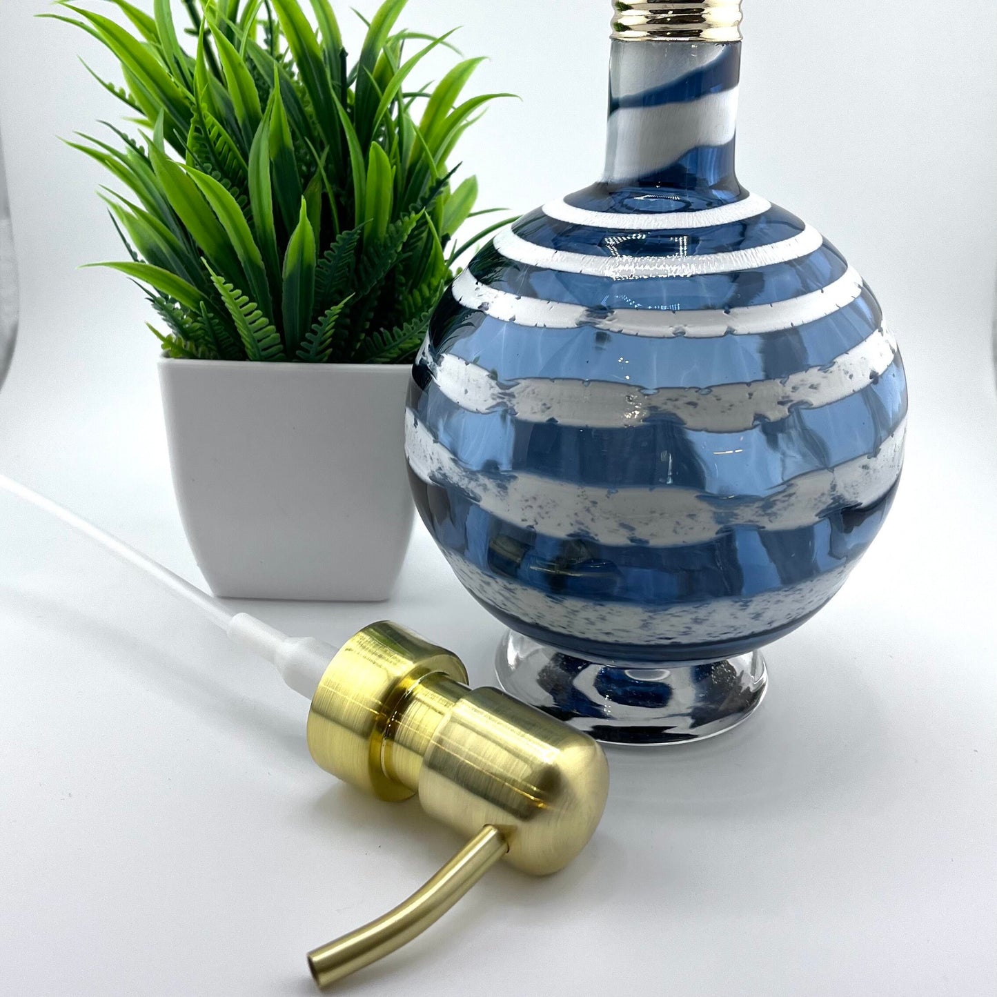 Steel Blue Boho Spiral Soap Dispenser | Vanity Bottle | Ready to Ship