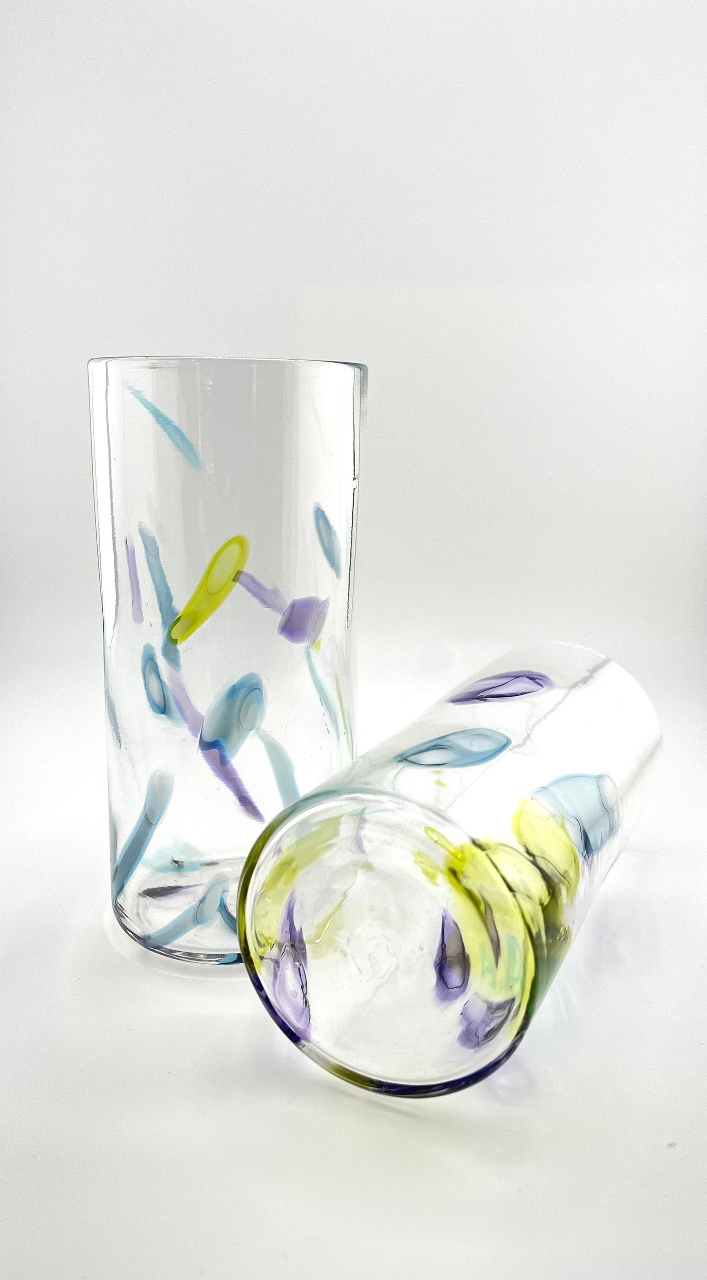 Super Sassy Set of Two High Ball Hand Blown Glasses
