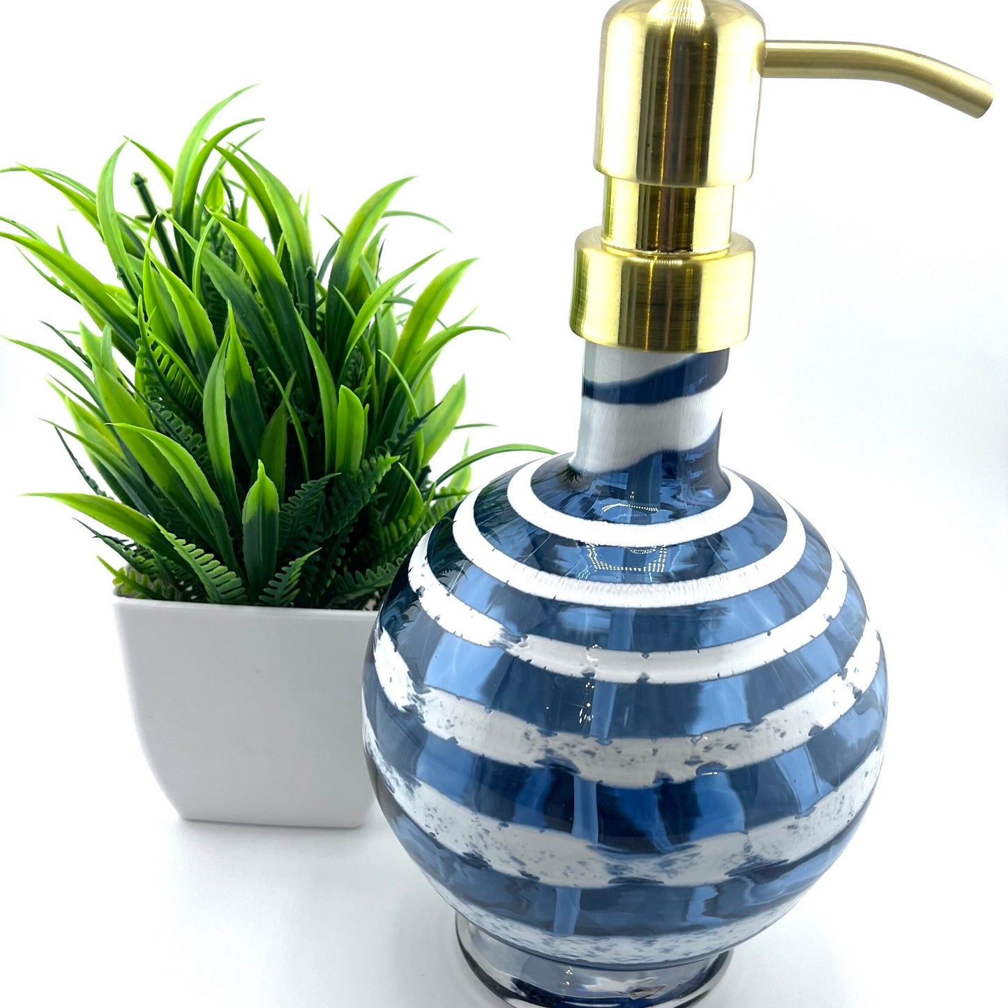 Steel Blue Boho Spiral Soap Dispenser | Vanity Bottle | Ready to Ship