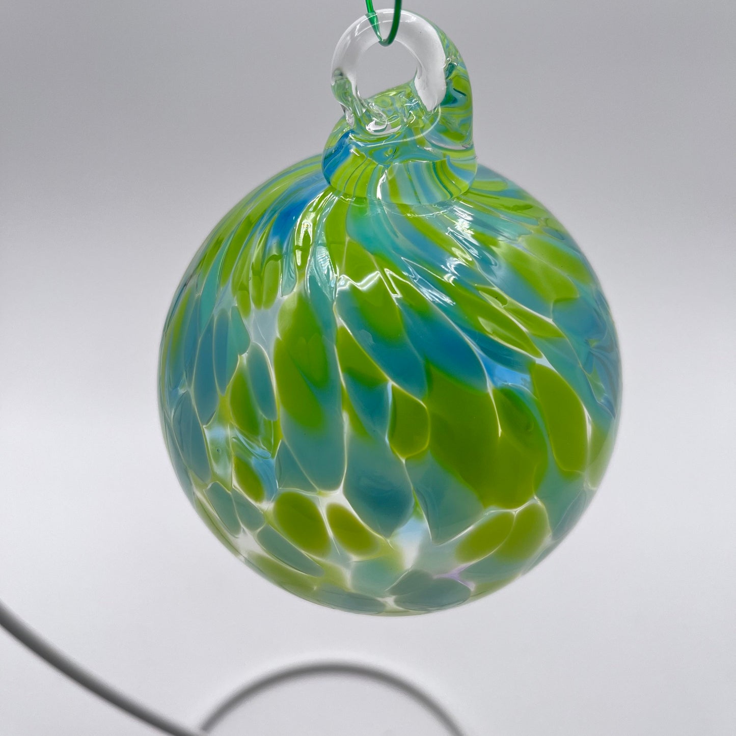 Green Speckled Hand Blown Glass Ornament