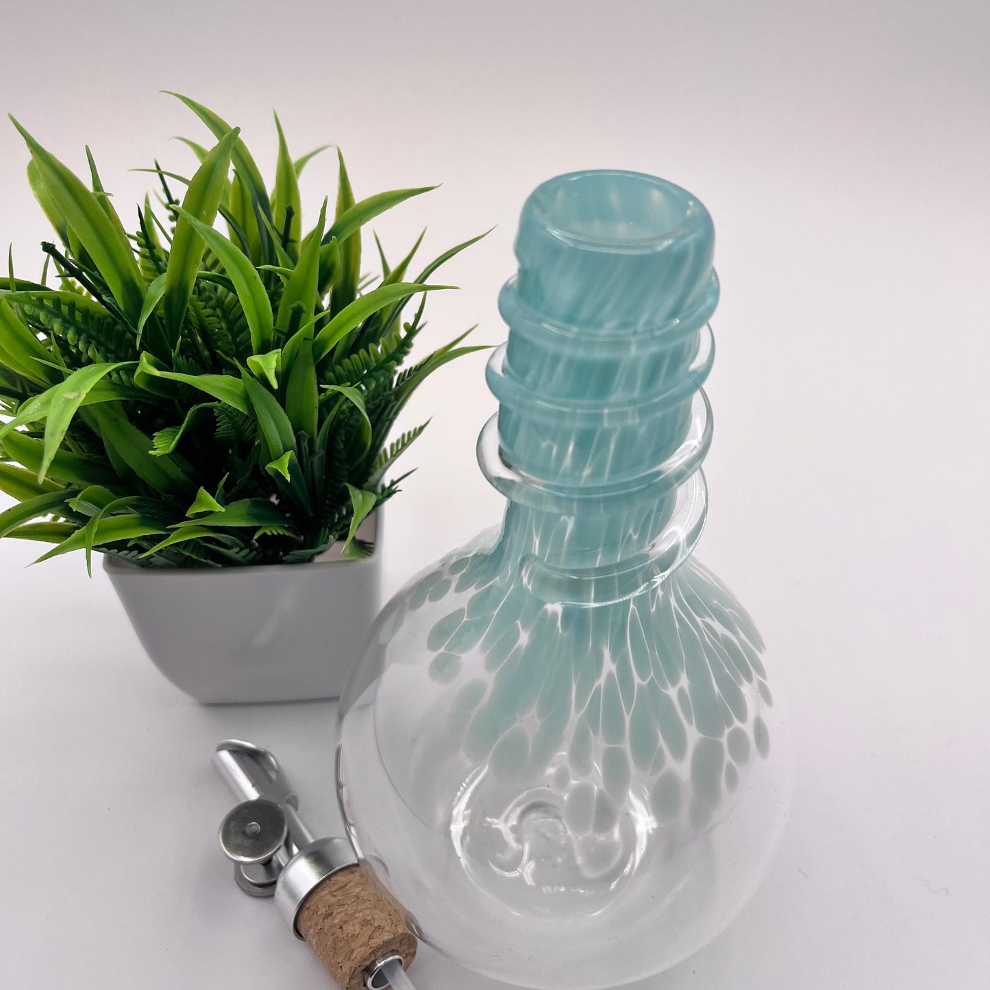 Celadon Oil & Vinegar Spiral Neck Drizzler Cruet Bottle