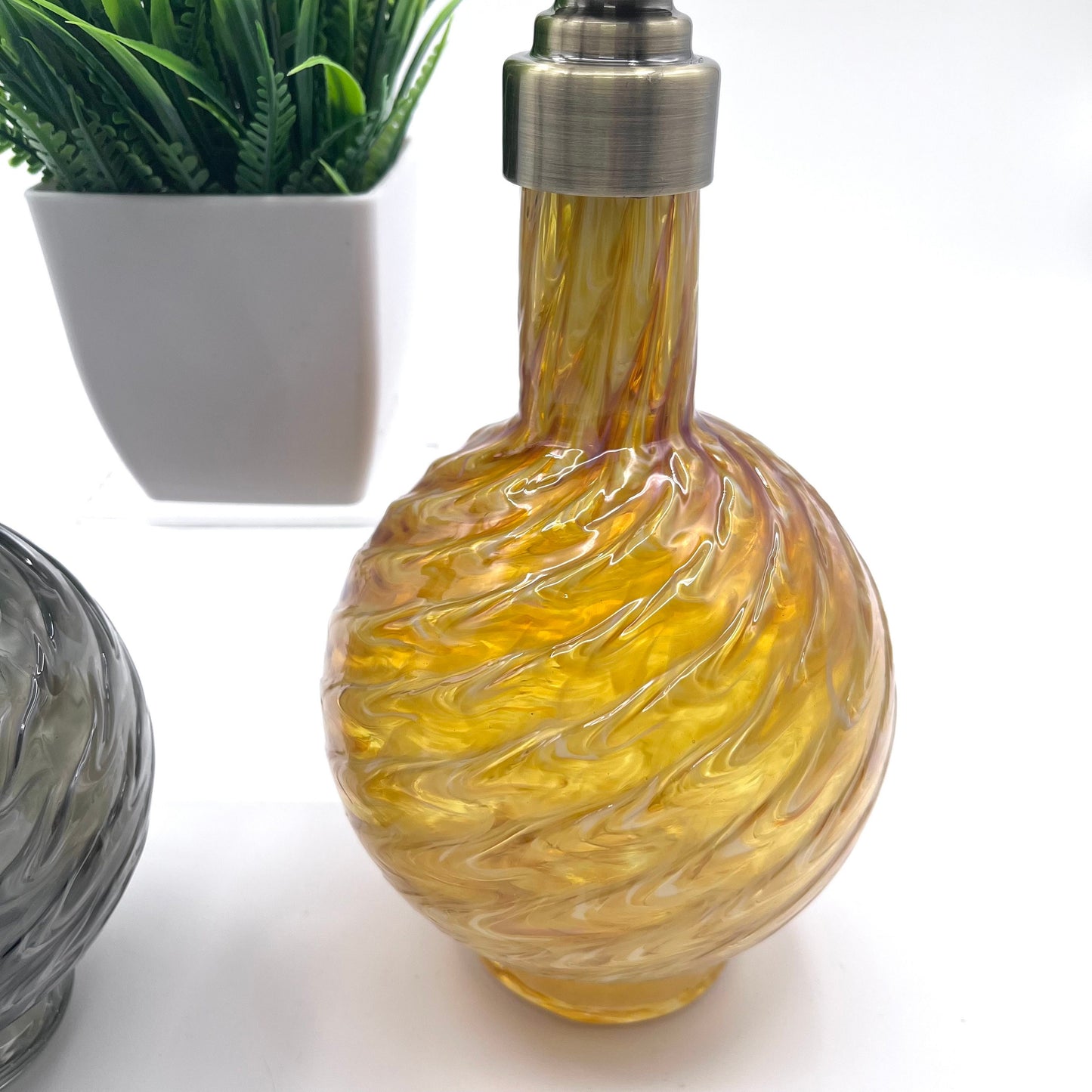 Gold or Gray Marbled Hand Blown Glass Soap Dispenser