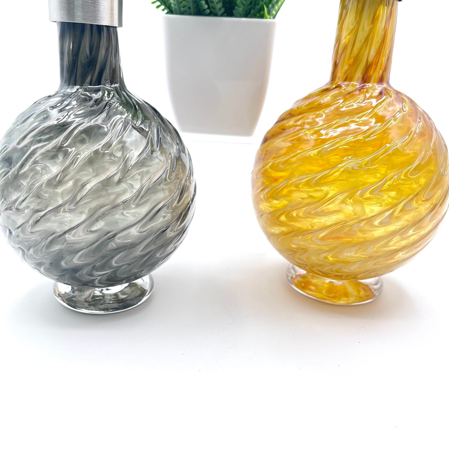 Gold or Gray Marbled Hand Blown Glass Soap Dispenser