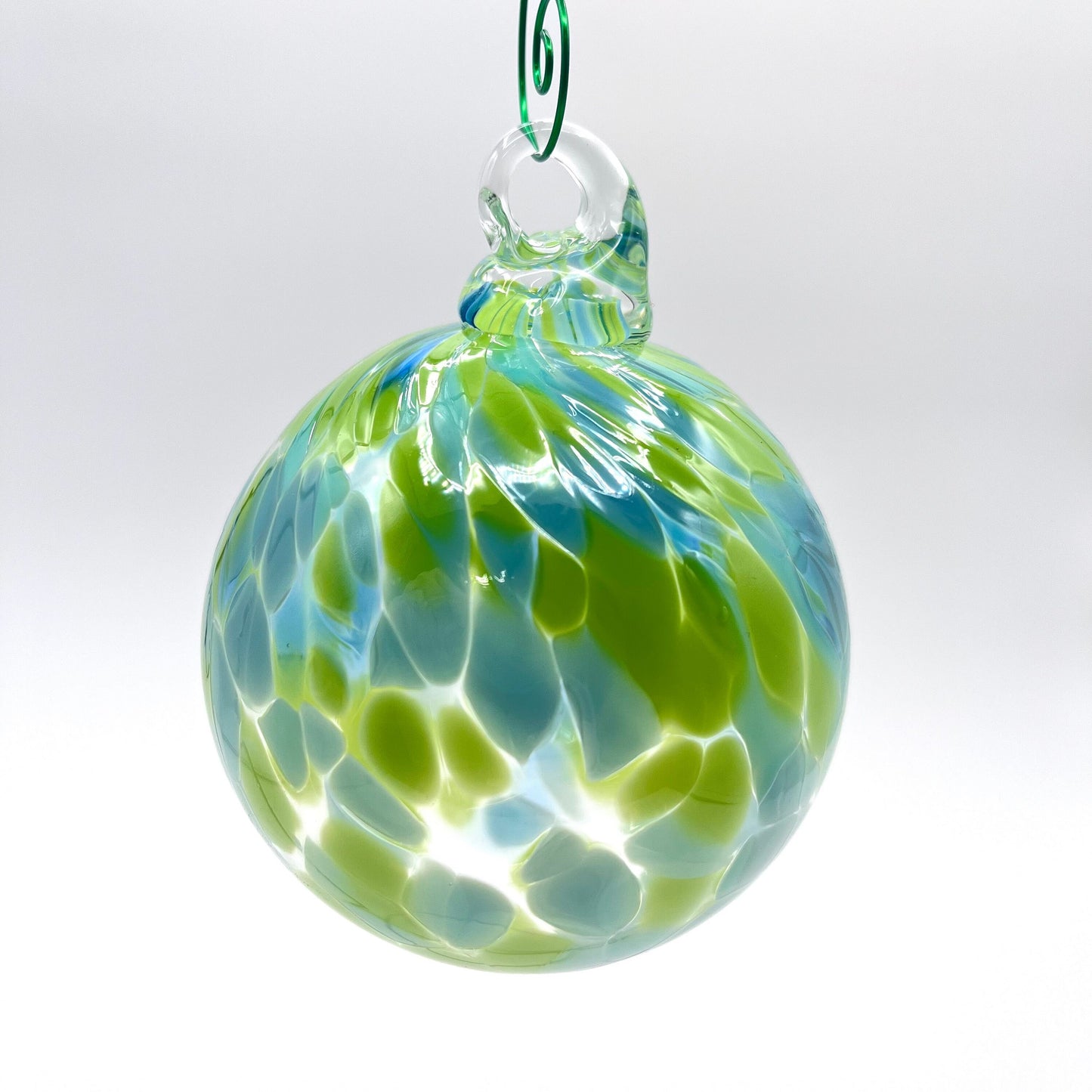 Green Speckled Hand Blown Glass Ornament