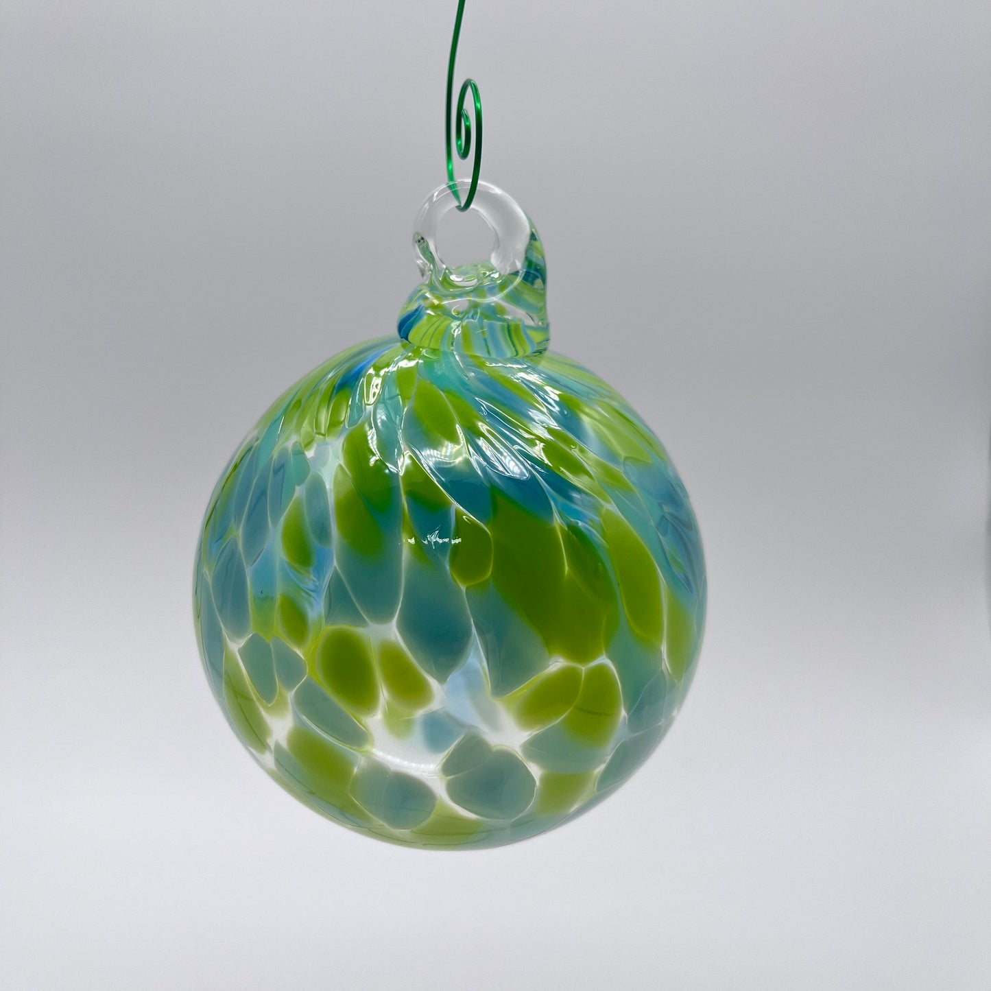 Green Speckled Hand Blown Glass Ornament