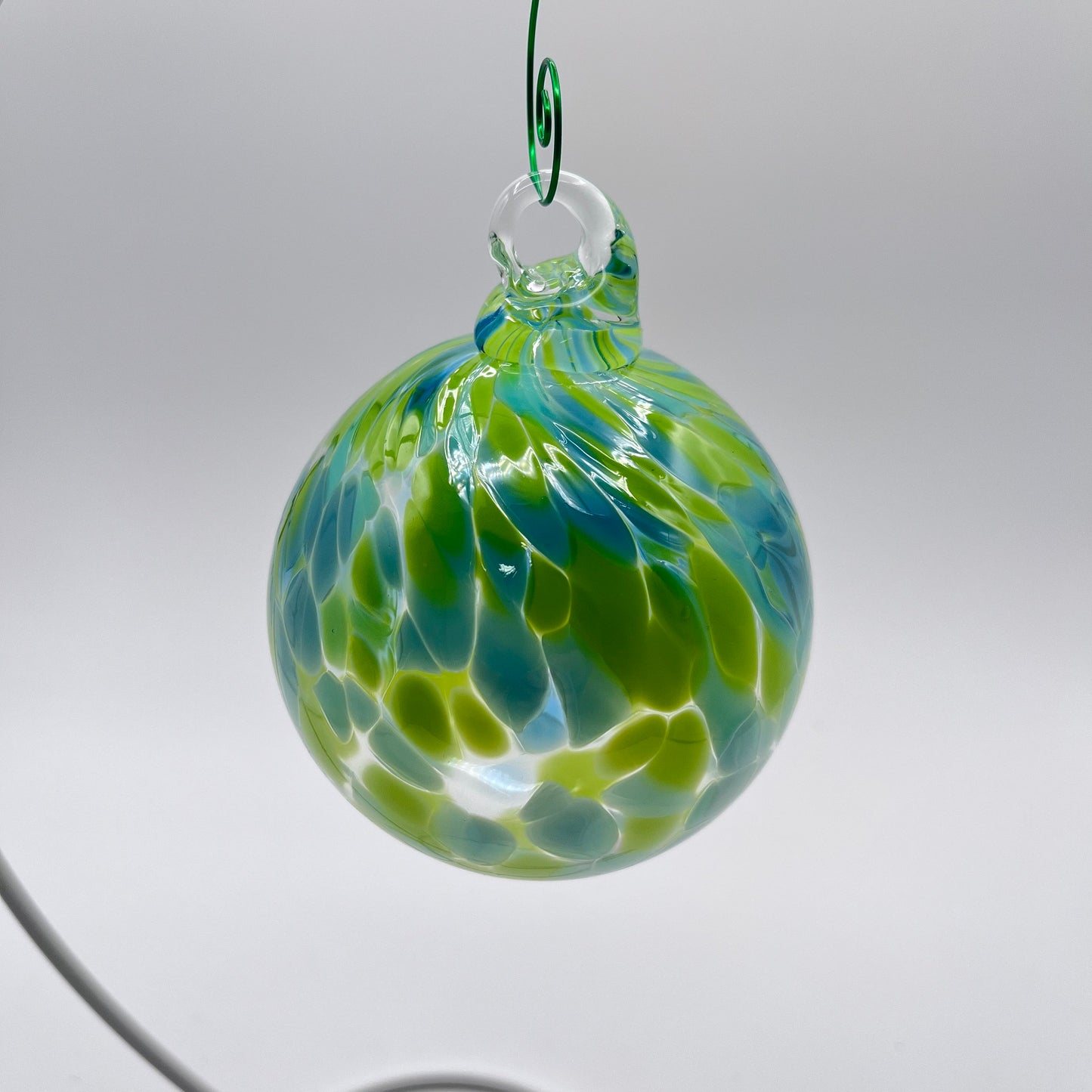 Green Speckled Hand Blown Glass Ornament