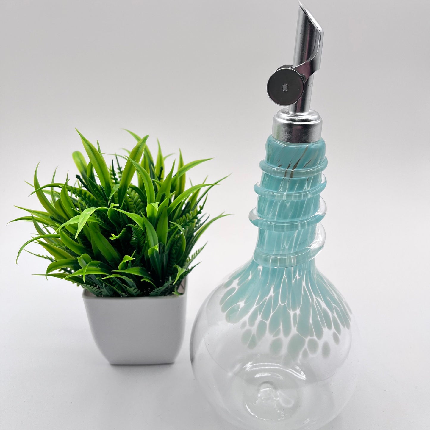 Celadon Oil & Vinegar Spiral Neck Drizzler Cruet Bottle