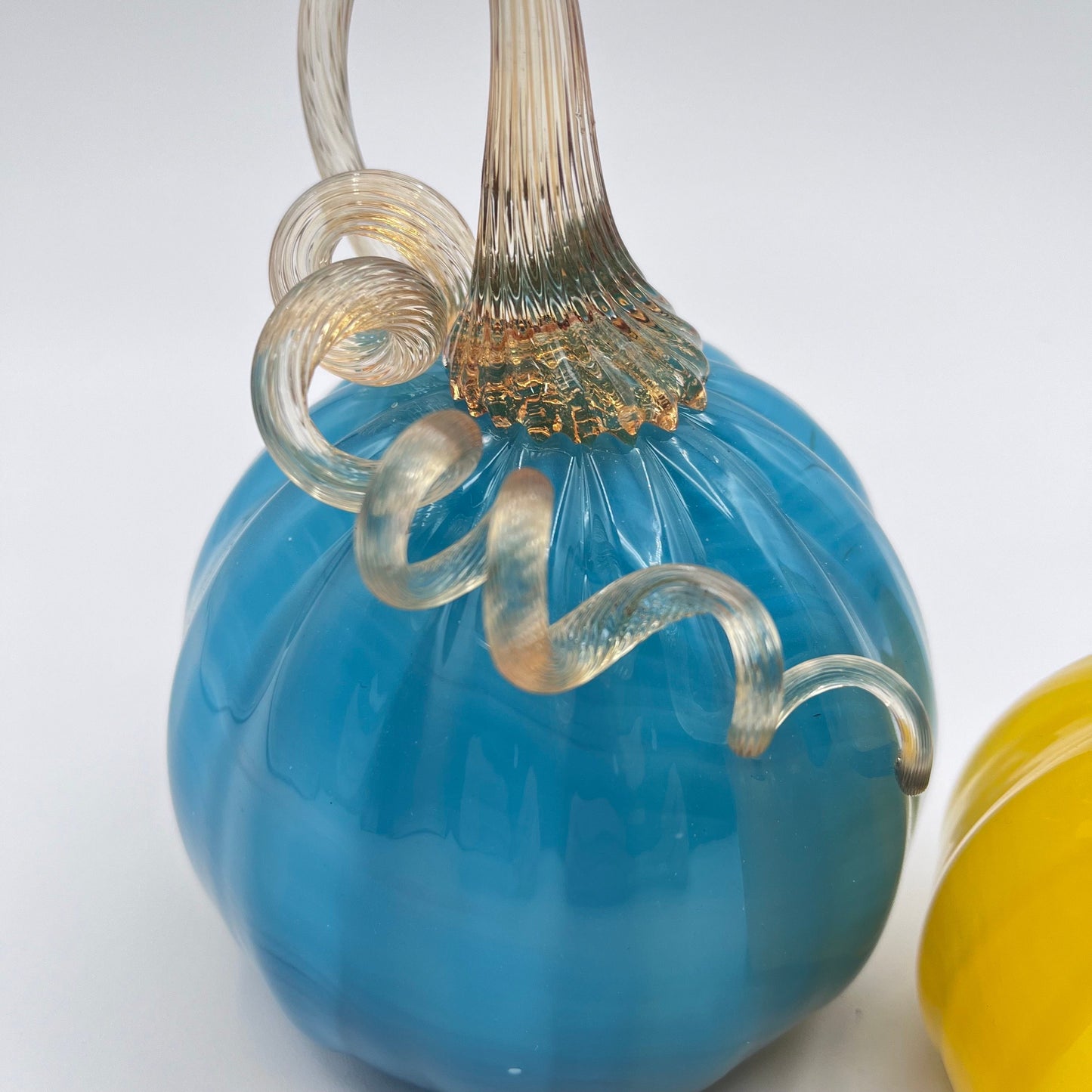 Set of Two Hand Blown Glass Pumpkins- Ready to Ship