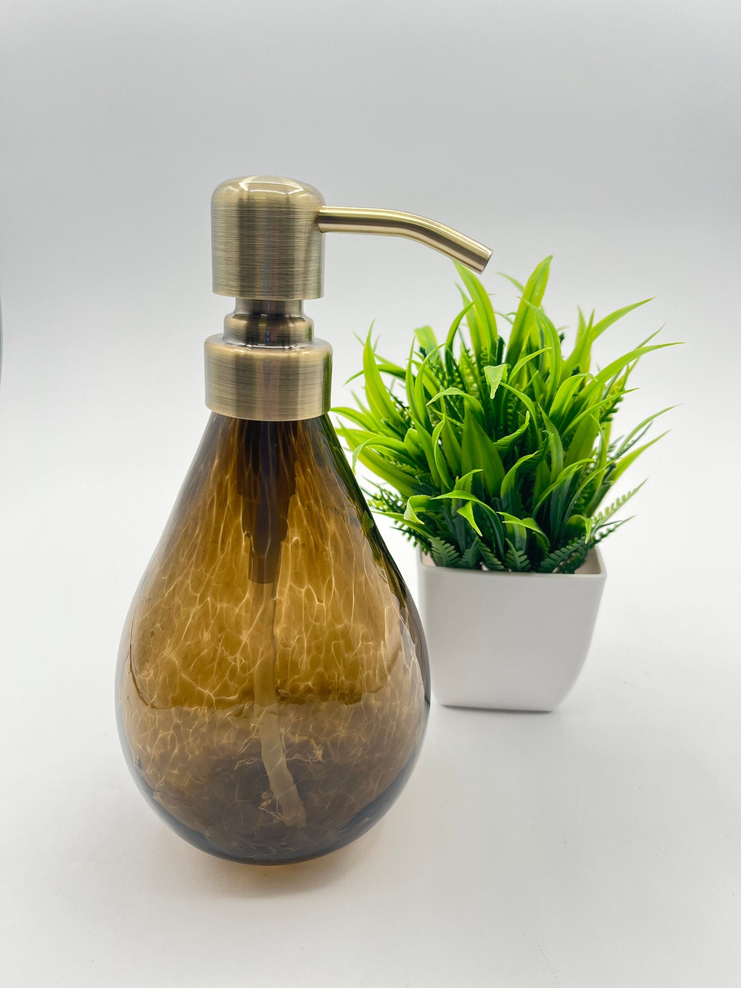 Topaz or Gray Hand Blown Glass Soap Dispenser