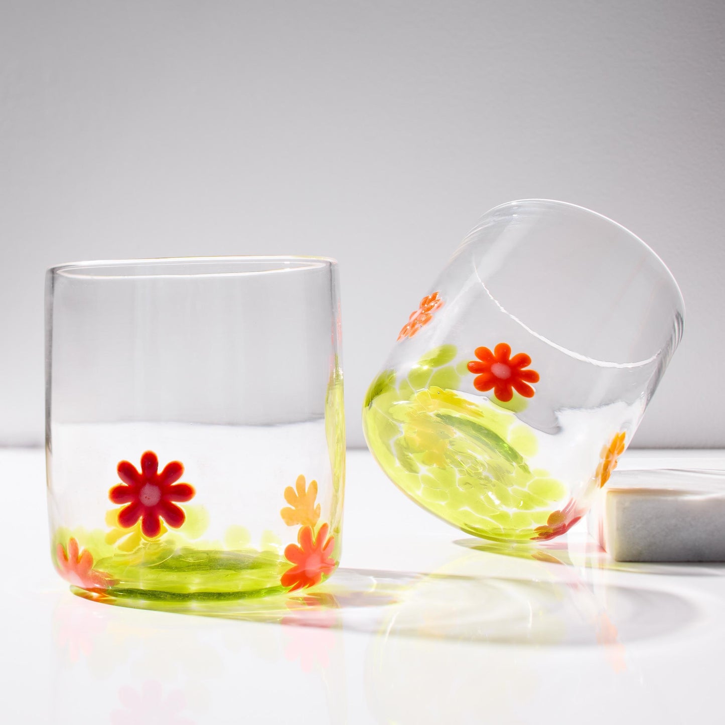 Hand Blown Whiskey Glasses | Flower Power | Made in Rhode Island.