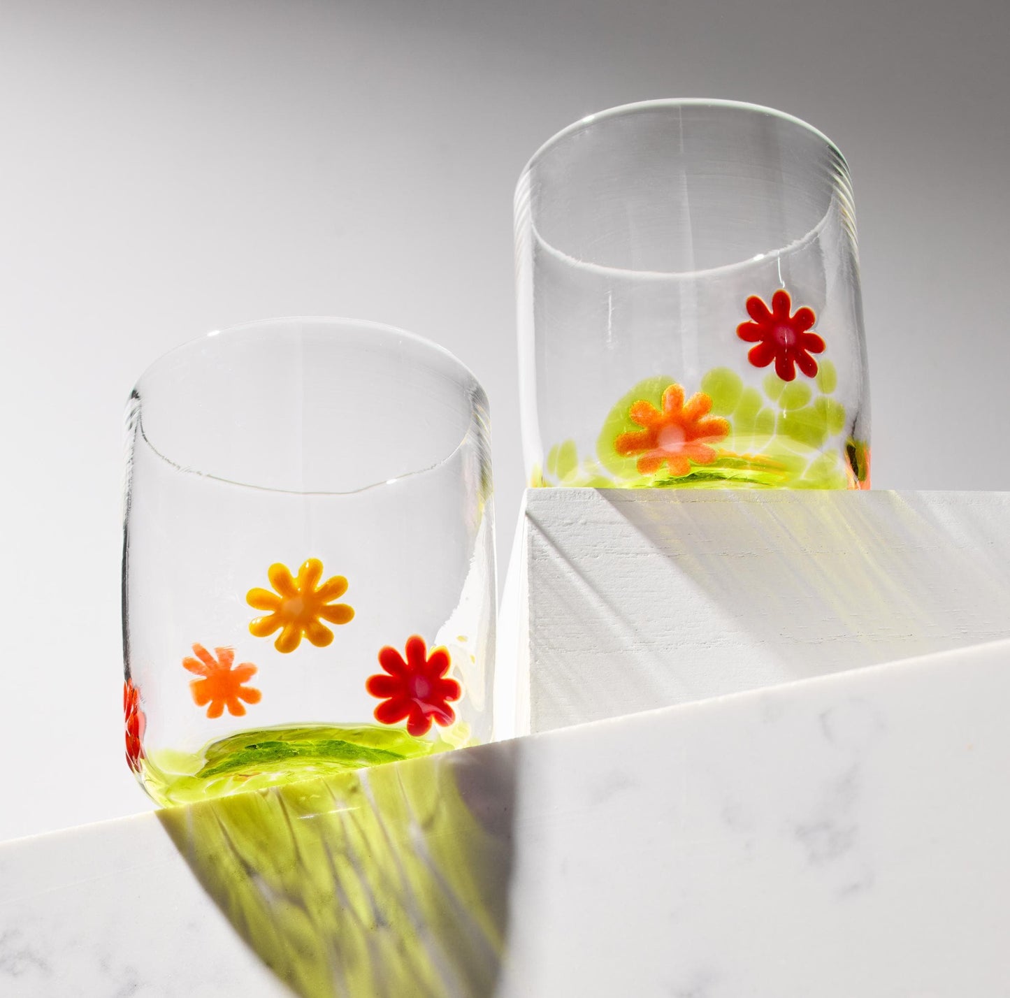 Hand Blown Whiskey Glasses | Flower Power | Made in Rhode Island.
