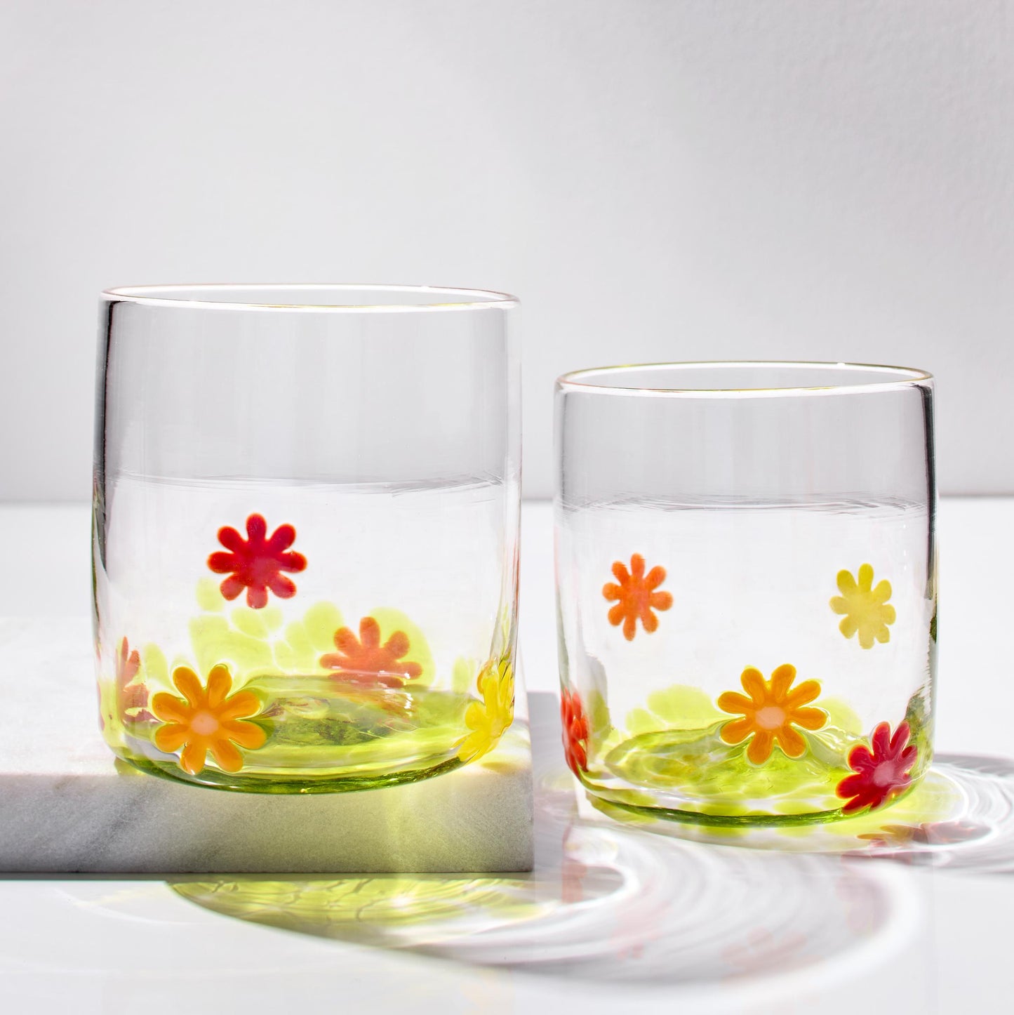 Hand Blown Whiskey Glasses | Flower Power | Made in Rhode Island.
