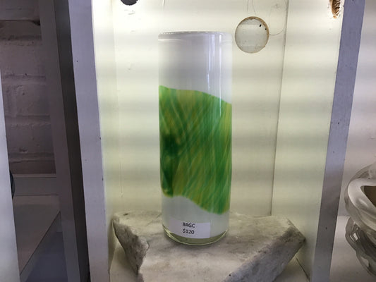 Green banded short vase