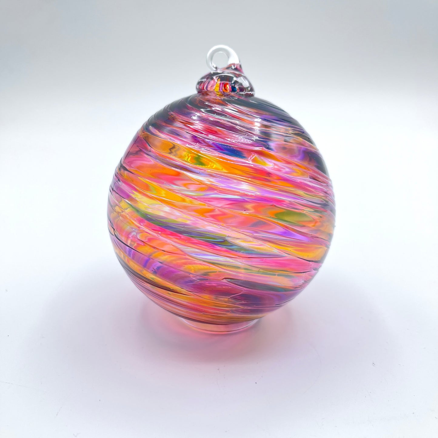 Sunset Spiral Twist Blown Glass Ornament