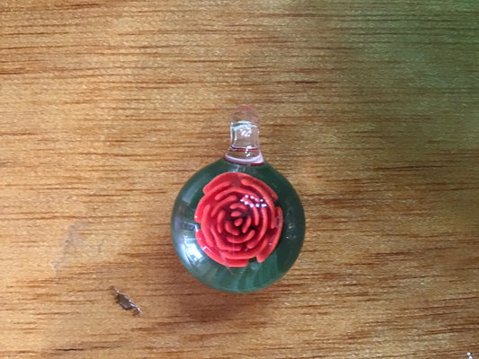 Rose pendant green backing