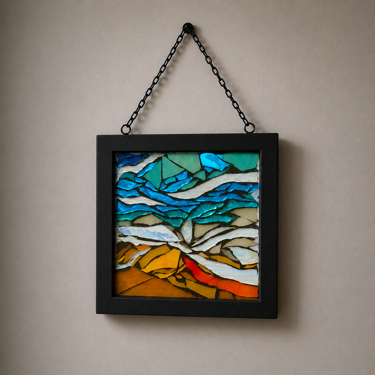 Island Night: Framed Glass Mosaic