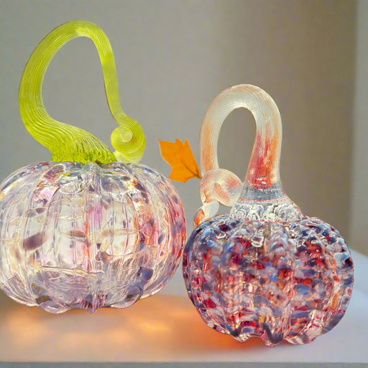 Fall Special Glass Pumpkin Lilac Lace Home Decor