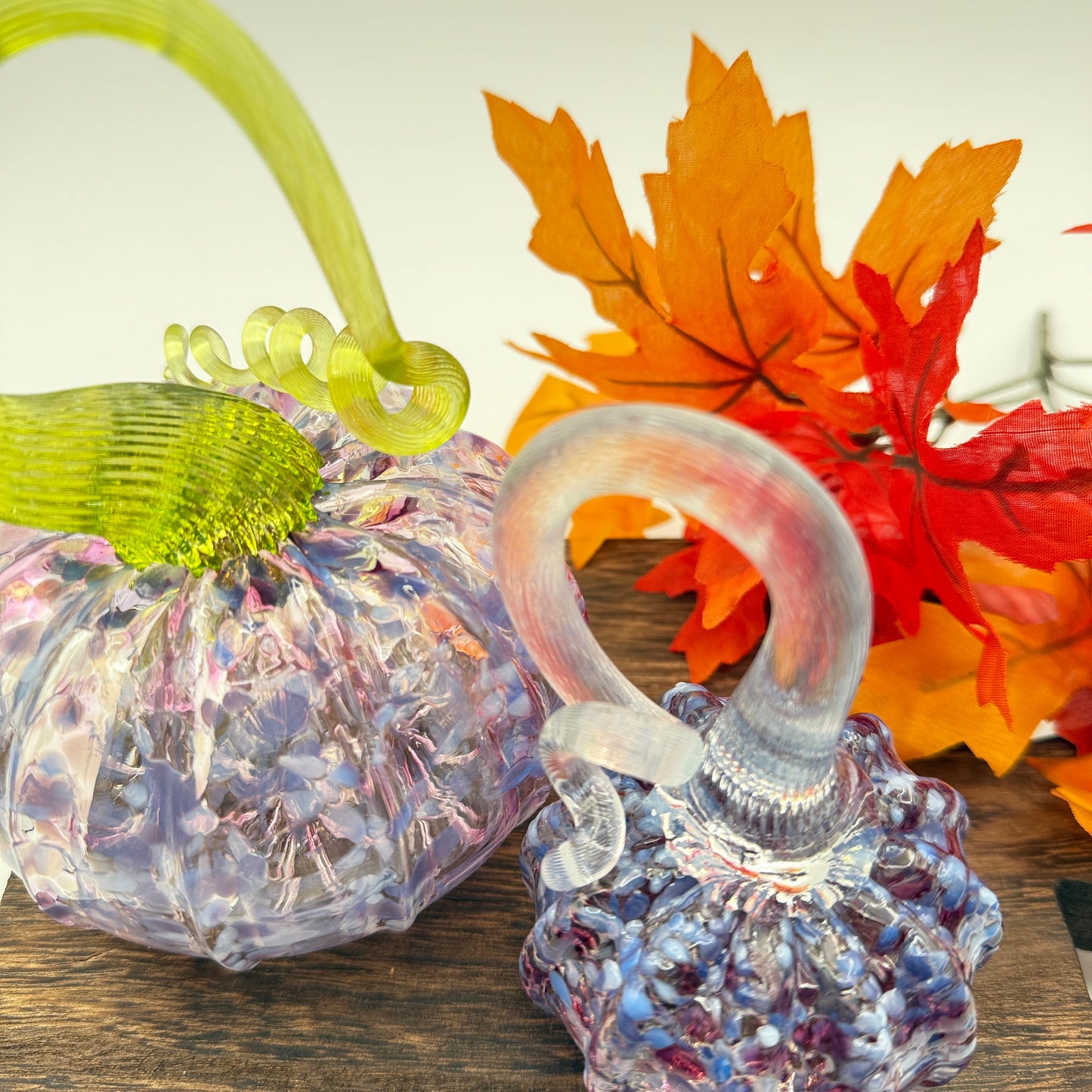 Fall Special Glass Pumpkin Lilac Lace Home Decor