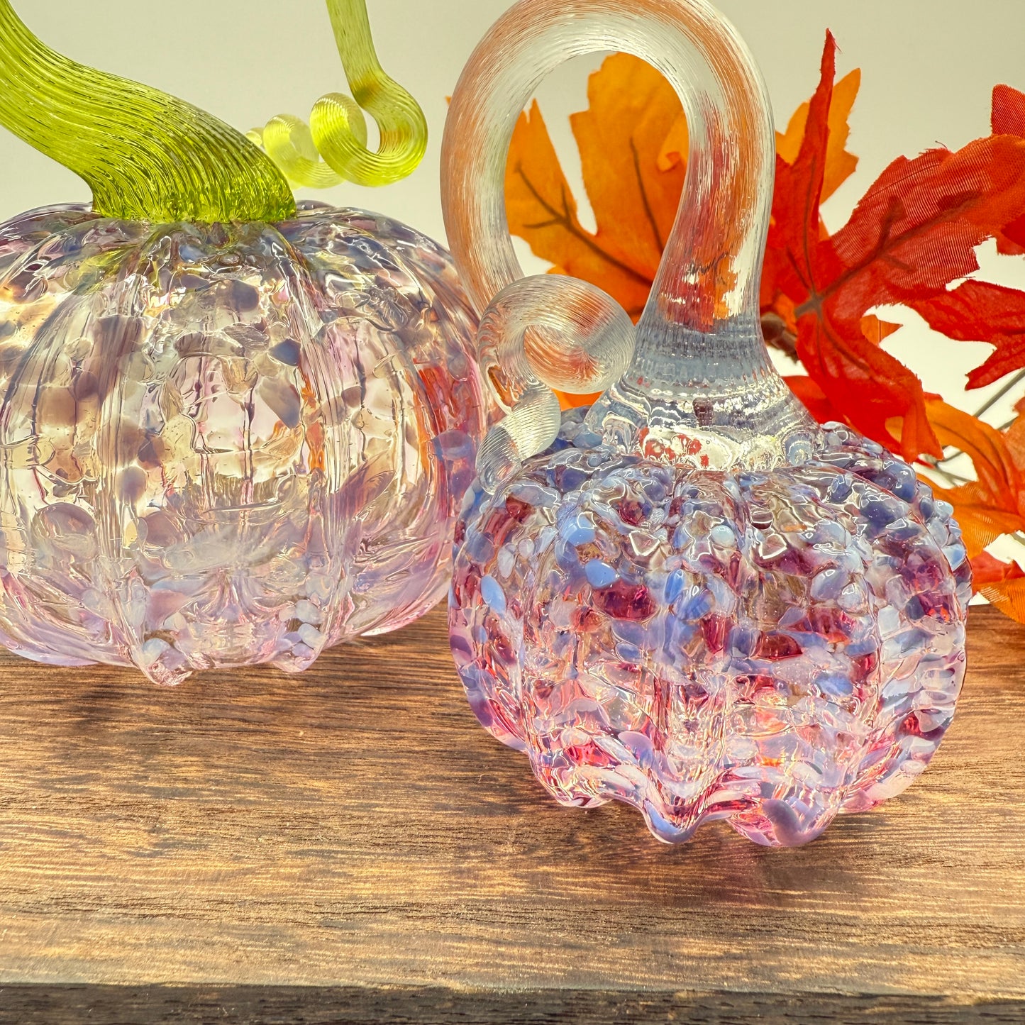 Fall Special Glass Pumpkin Lilac Lace Home Decor