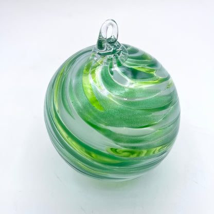 Exotic Emerald Glass Ornament Hand-Blown Artisan Decor