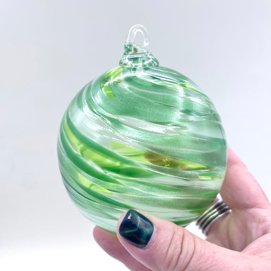 Exotic Emerald Glass Ornament Hand-Blown Artisan Decor