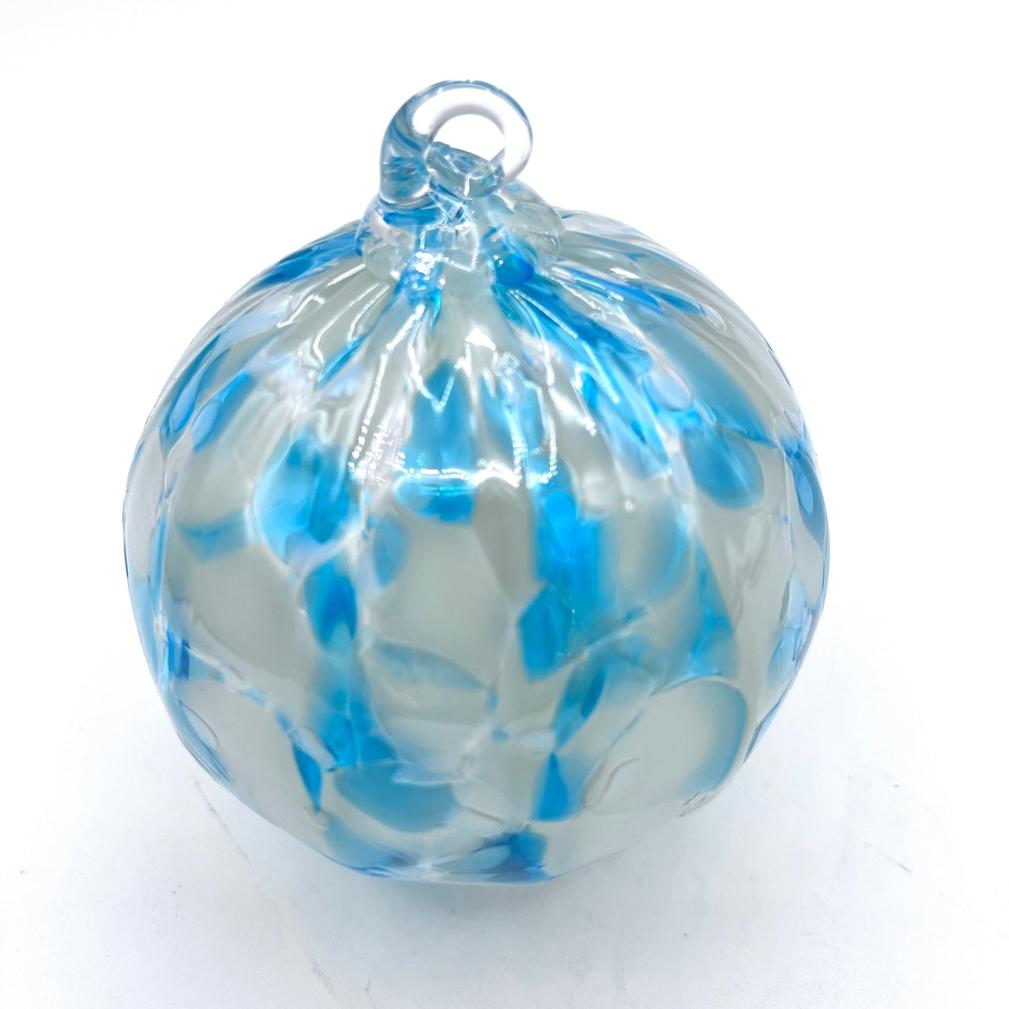 Aqua Ice Glass Ornament Hand-Blown Glass