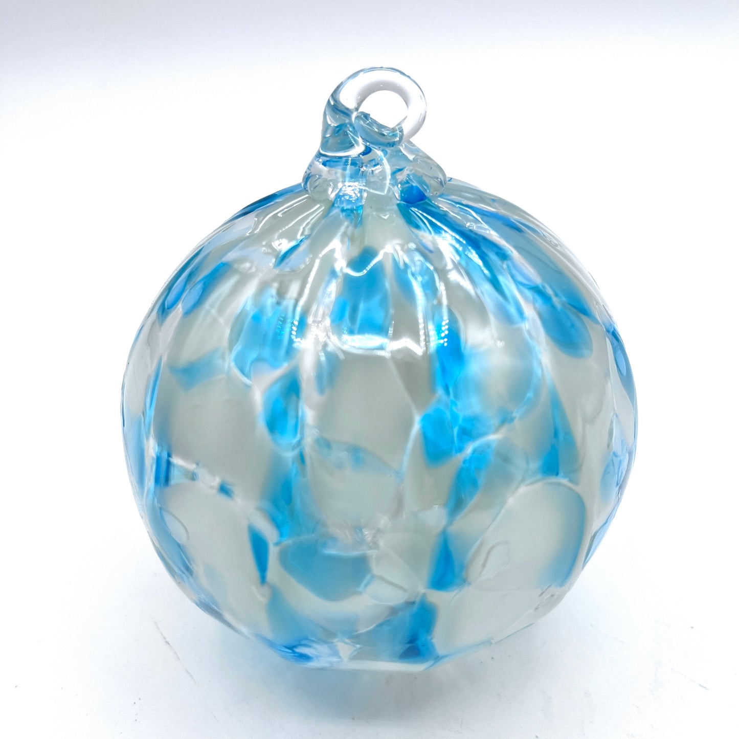 Aqua Ice Glass Ornament Hand-Blown Glass