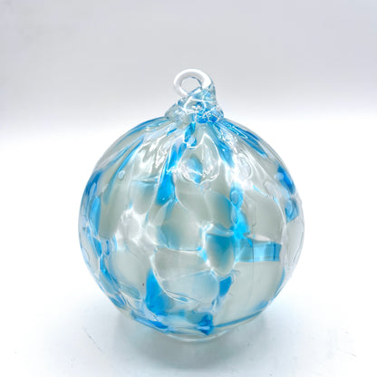 Aqua Ice Glass Ornament Hand-Blown Glass