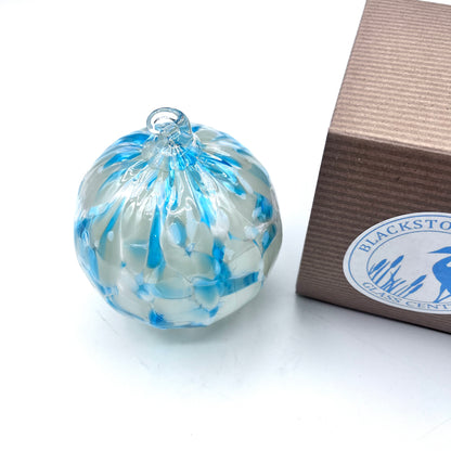 Aqua Ice Glass Ornament Hand-Blown Glass