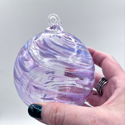 Lavender Lush Swirl Glass Ornament Hand-Blown Artisan Decor