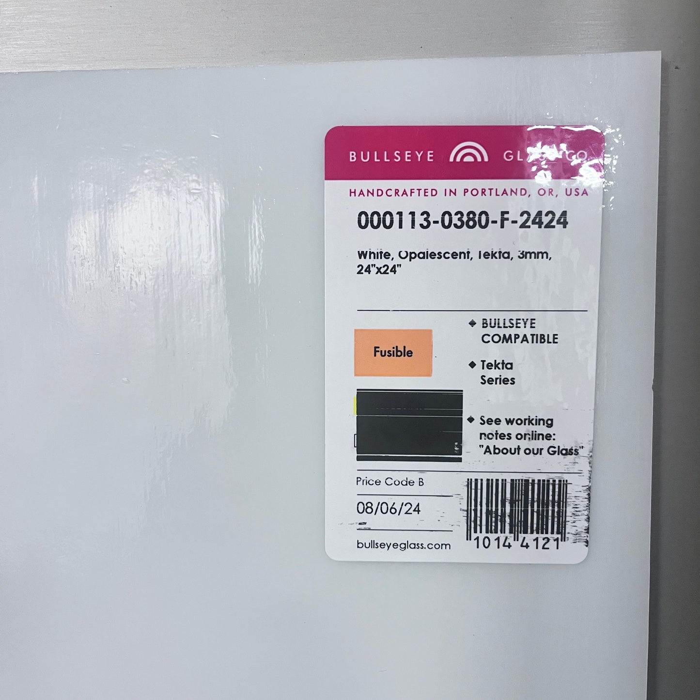 White Tekta Fusing Glass Squares Supplies COE 90