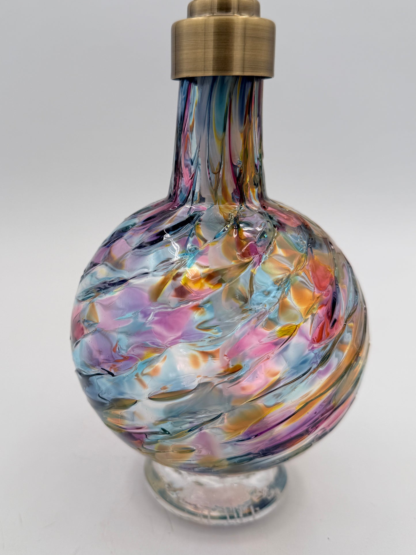 Hand Blown Glass Soap Dispenser – Jewel Tone Artisan Kitchen or Bathroom Pump Bottle